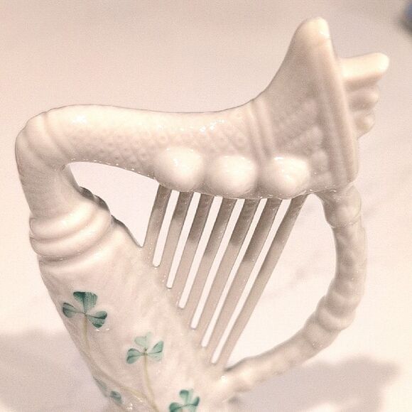 Vintage Belleek 6" Shamrock Harp 7th Gold/Brown Mark 1980-1992 - Picture 9 of 10
